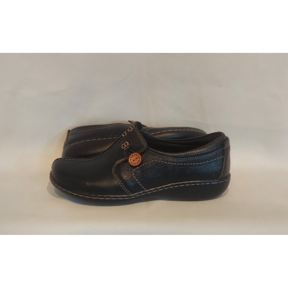 Clarks Womens Black Tumbled Leather Ashland Glow Loafers Flats Size 8 #26102080